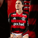 Camisa Flamengo Manga Longa 2025/26 Adidas Masculina - Vermelho e Preto